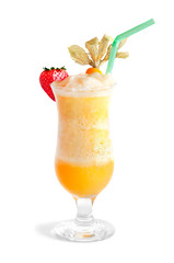 Mango smoothie isolated on white