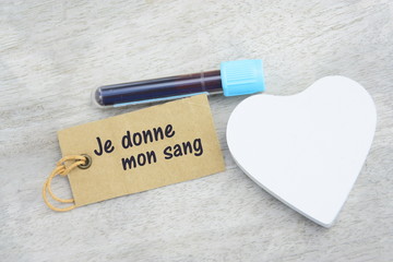 je donne mon sang sur étiquette,concept de santé