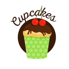 Vector muffin with chocolate