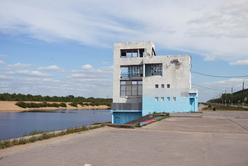 abandoned building by the river