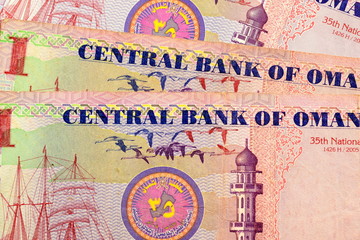 Close up Omani Rial currency note 