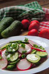 Spring salad with radishes and cucumber
