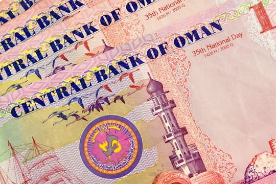 Close up Omani Rial currency note 
