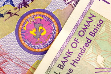 Close up Omani Rial currency note 