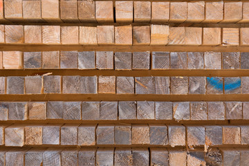 Wooden boards in a sawmill