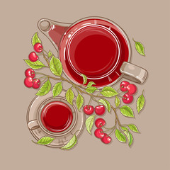 Fototapety  cherry tea illustration