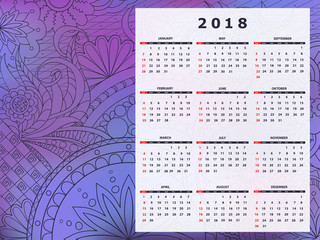 blue-violet tangle zen pattern calendar year 2018