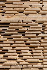 Wooden boards in a sawmill