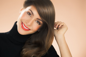 Fototapeta premium Beautiful Woman With Red Lipstick