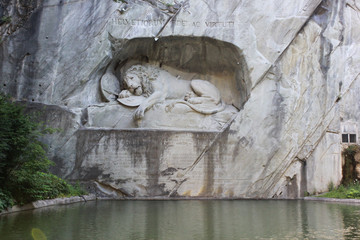 Lion of monument in Lucerne, Switzerland