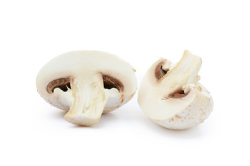  Fresh champignon mushrooms isolated on white background