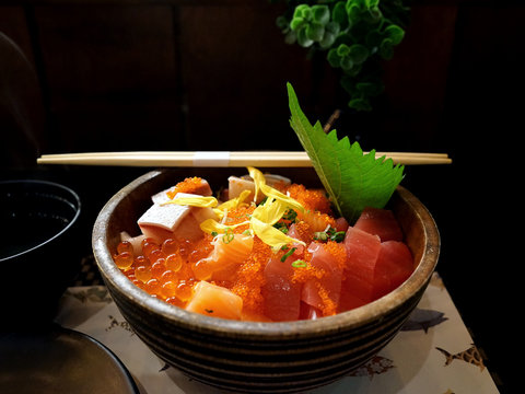 Japanese food fresh fish with rice