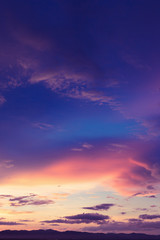 Colorful dramatic sky with cloud at sunset.Sky with sun background