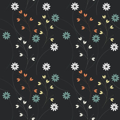 Decorative seamless pattern with flowers and plants