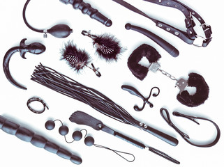 Different sex toys on a light background