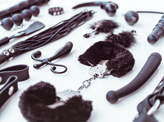 Different sex toys on a light background