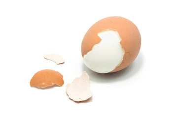 Boiled egg on white background.