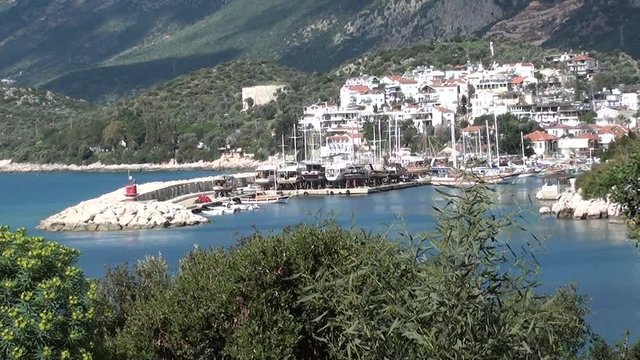 seaside town and lighthouse sea view