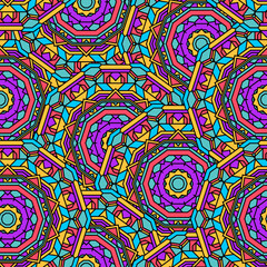 Hand drawn oriental ornamental ethnic lace round mandala seamless pattern background