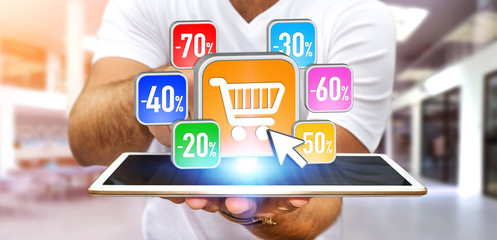 Young man shopping during sales period