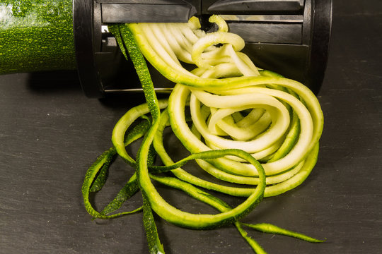 Courgette Zucchini Being Spiralised