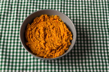 Bowl of carrot hummus