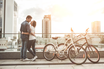 Romantic couple with bicycles