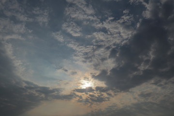 beautiful sky with cloud and soft sunshine in the morning in Thailand