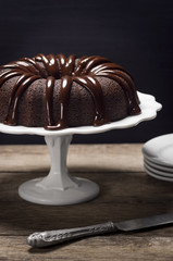 Dark Chocolate Bundt Cake with Ganache Icing