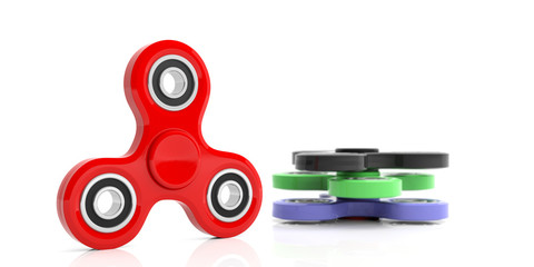 Fidget spinners on white background. 3d illustration