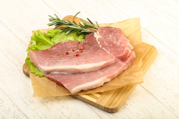 Raw pork steak