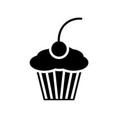 Muffin icon. Isolated flat cake food symbol. Vector sweet sign illustration on white