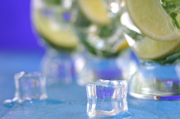 Mojito cocktail with lime and mint