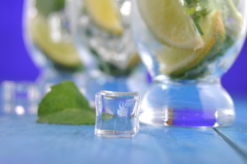 Mojito cocktail with lime and mint
