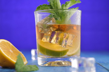 Mojito cocktail with lime and mint