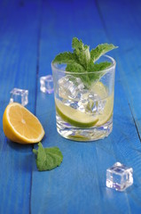Mojito cocktail with lime and mint