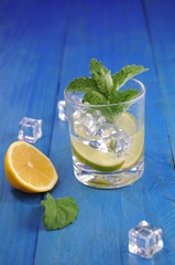 Mojito cocktail with lime and mint