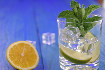Mojito cocktail with lime and mint