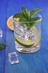 Mojito cocktail with lime and mint