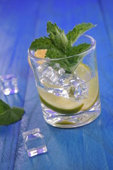 Mojito cocktail with lime and mint