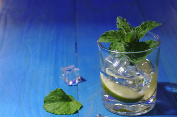 Mojito cocktail with lime and mint