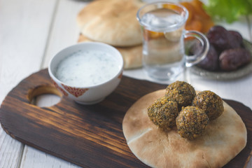 Ramadan food. Falafel balls for iftar time on Ramadan month.