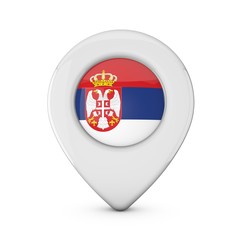Serbia flag location marker icon. 3D Rendering