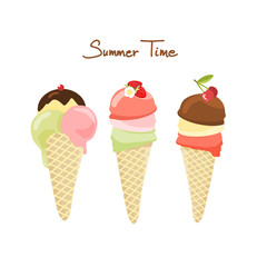 Tree ice cremes, vector illustration