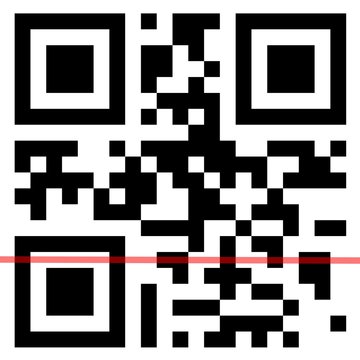 QR Code With Scanning Red Line.