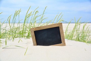 Grußkarte - Nordseestrand mit Kreidetafel