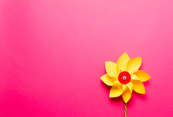 Little yellow pinwheel on pink background