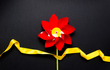 Little pinwheel toy with ribbon