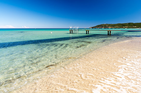 Crystal Clear Water On Pampelonne Beach Near Saint Tropez In South France