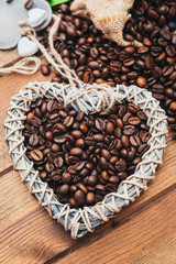 Coffee beans. Coffee beans in the form of heart